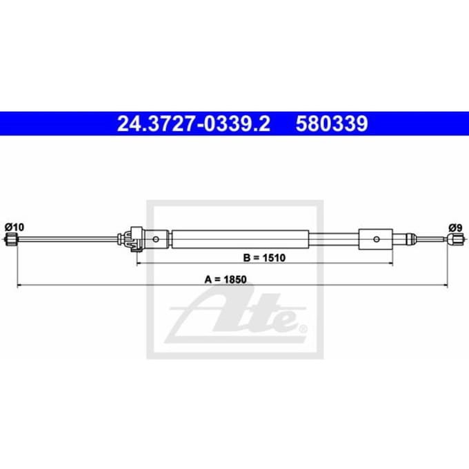 Kabel, parkeerrem ATE 24.3727-0339.2 rechts
