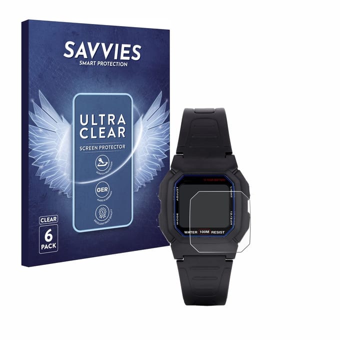 Savvies - Screenprotector voor Casio W-800H-1AVES - Folie Beschermfolie transparant 6 Stuks