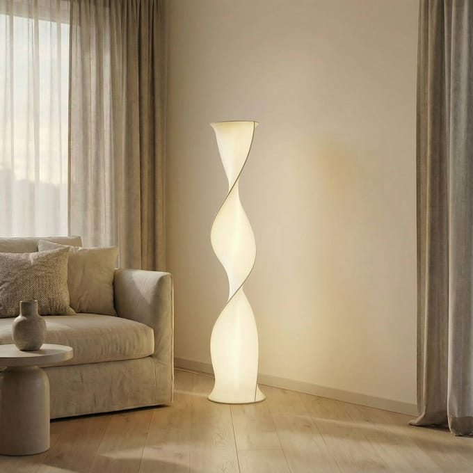Lucande LED vloerlamp Novelle, wit, CCT, hoogte 137 cm, Ø 29 cm