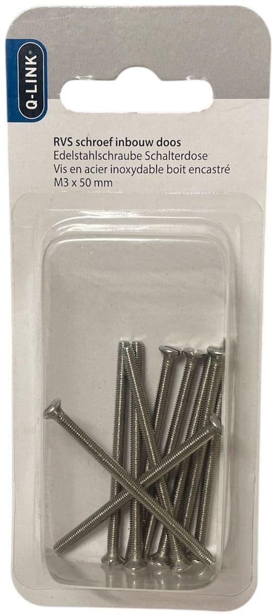 QL metaalschroef - M3x50 - DIN963 - RVS - voor inbouwdoos