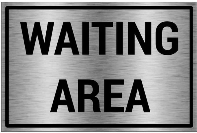 Waiting area bord - gecoat brushed aluminium - grijs zwart | 30 x 20 cm