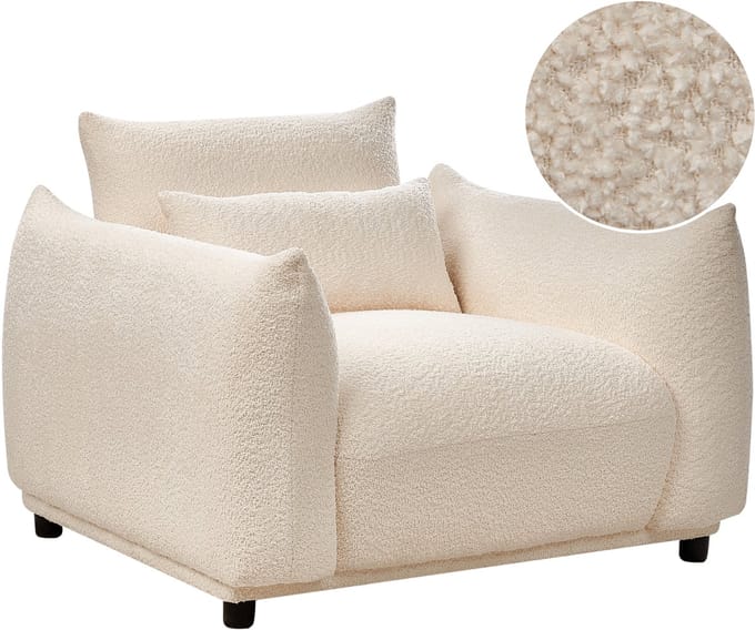 JAMSA - Fauteuil - Gebroken wit - Bouclé