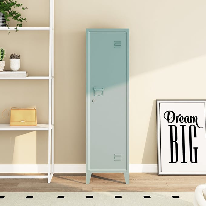 Lockerkast Kurikka metaal 137x38x38 cm grijsblauw [en.casa]