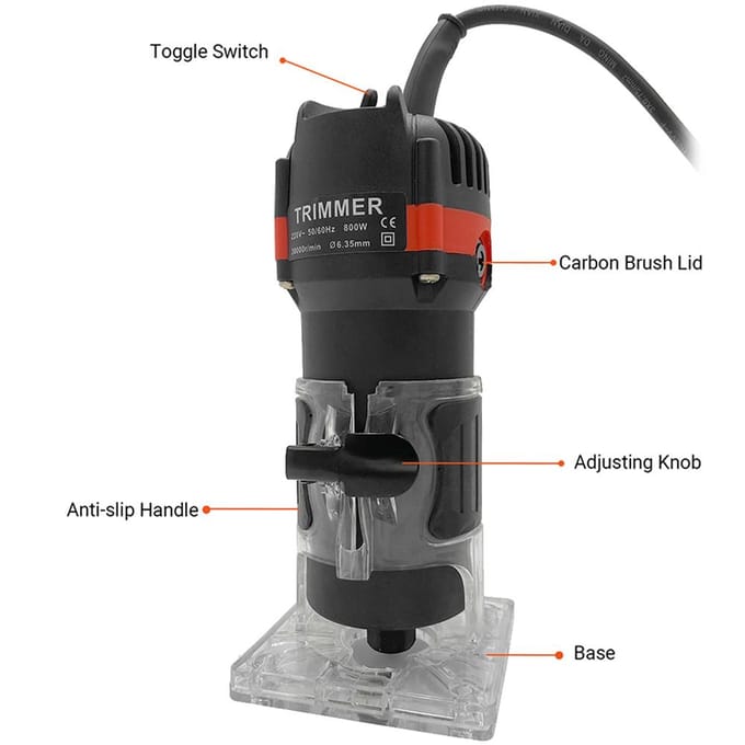 Tondeuse à bois électrique multifonctionnelle, 800W, 30000r/min, routeur à bois, tondeuse à stratifié professionnelle US PLUG noir