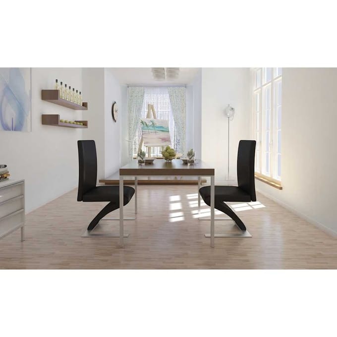vidaXL - Eetkamerstoelen - 2 - st - kunstleer - zwart
