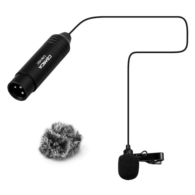 COMICA CVM-V02C Cardioïde Lavalier Reversmicrofoon Condensatormicrofoon XLR-stekker Ondersteunt 48V Phantom zwart