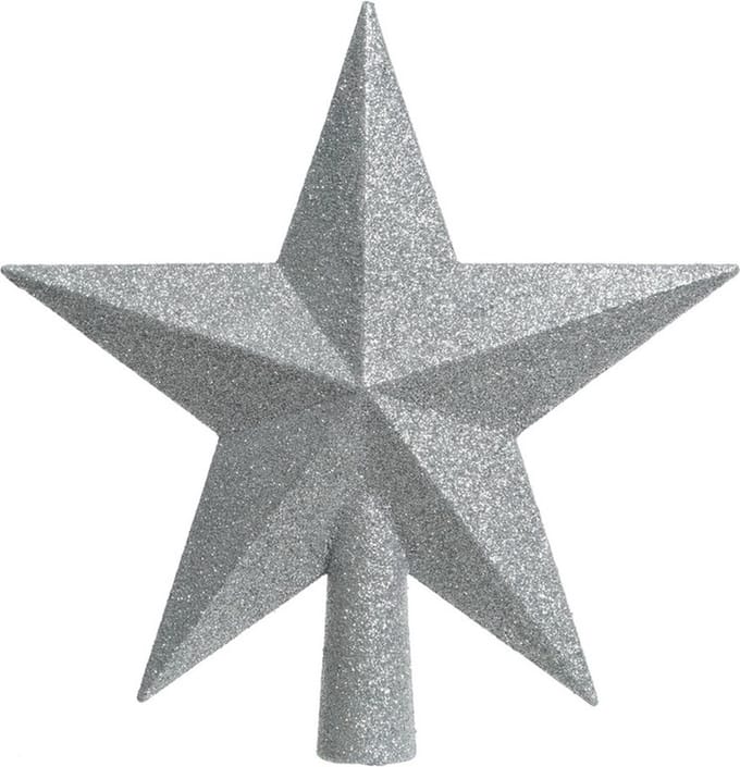 Decoris Zilveren kerstboom ster piek - Van kunststof - 19 cm - Zilver