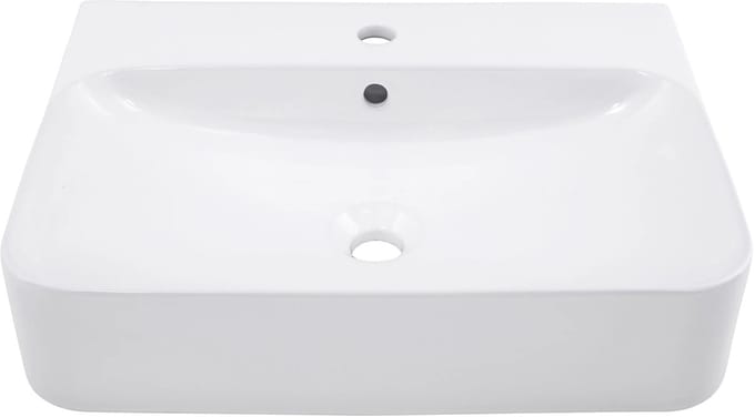 Schulte Wastafel Dara - 60,5 X 47 X 14,5 Cm - Rechthoekig - Met Overloop - Wit Keramiek