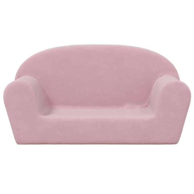 vidaXL - Kinderbank - 2-zits - zacht - pluche - roze
