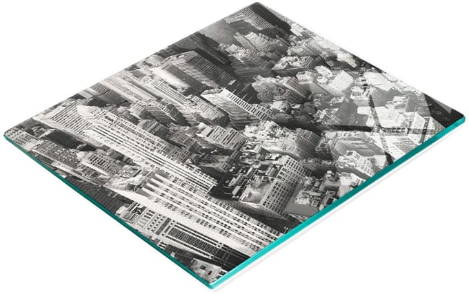 Multifunctioneel decoratief glazen bord met New York-print, 60x52 cm