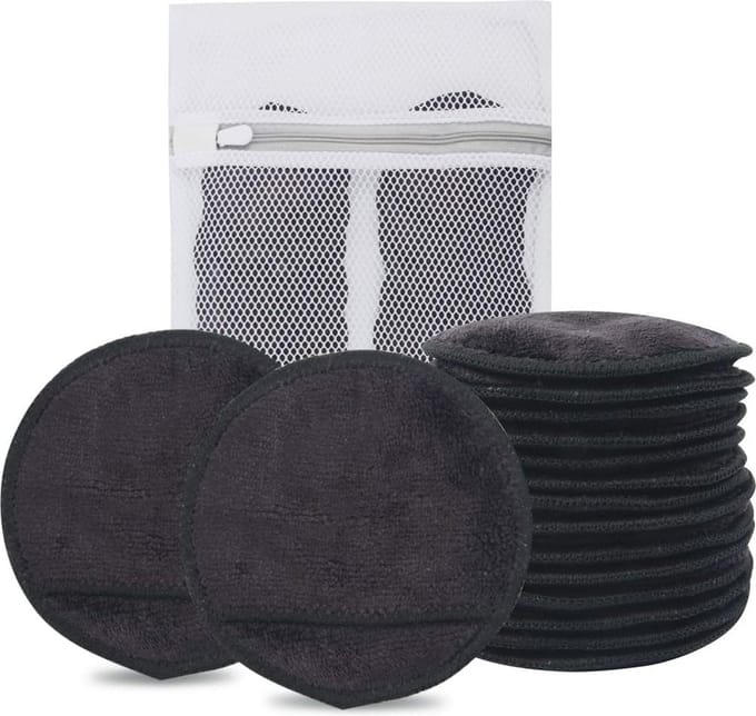 Herbruikbare Microvezel Make-up Remover Pads voor Gezicht, Ogen en Lippen - 14 Stuks Zwart