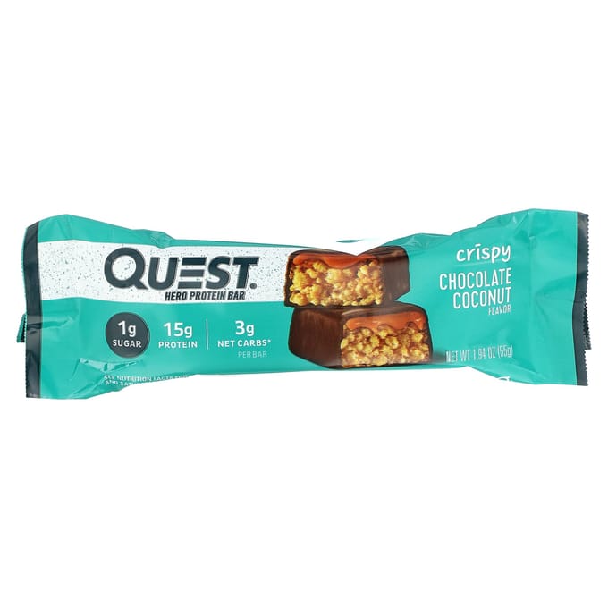 Quest Nutrition, Barre Protéinée Hero, Chocolat Croquant Coco, 12 barres, 55 g (1,94 onces) chaque