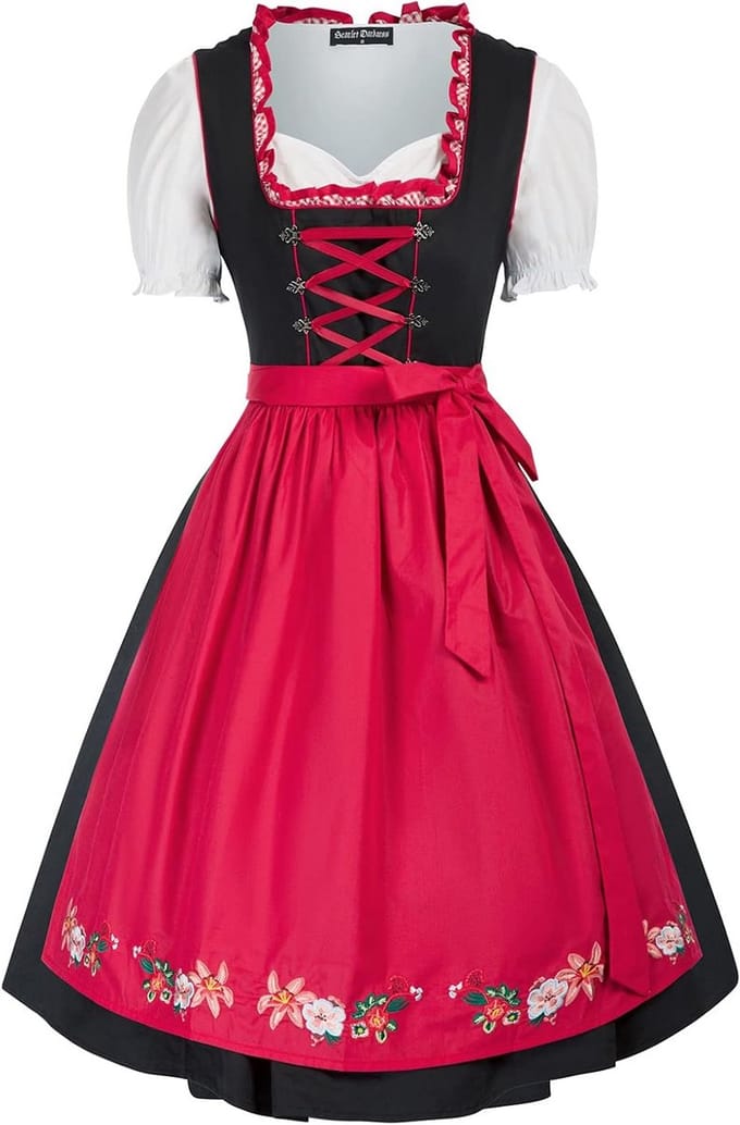 Traditionele Beierse Dirndl Jurk Dames - 3-Delige Oktoberfest Feest Kleding