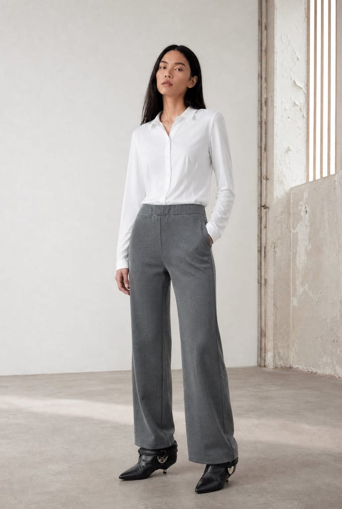 Viscose wide-leg pants | Grey - Grey / S