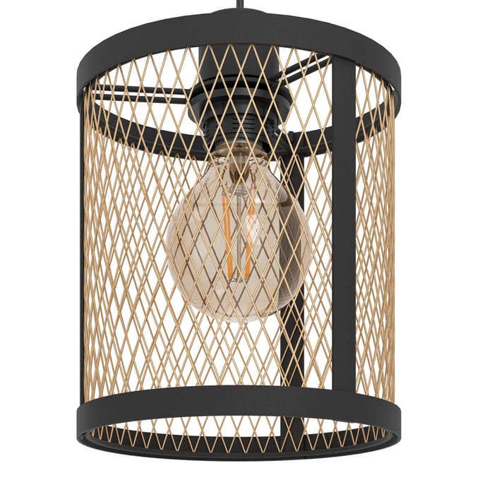 EGLO Hanglamp Dellow, lengte 88 cm, zwart/messingkleurig, 3-lamps