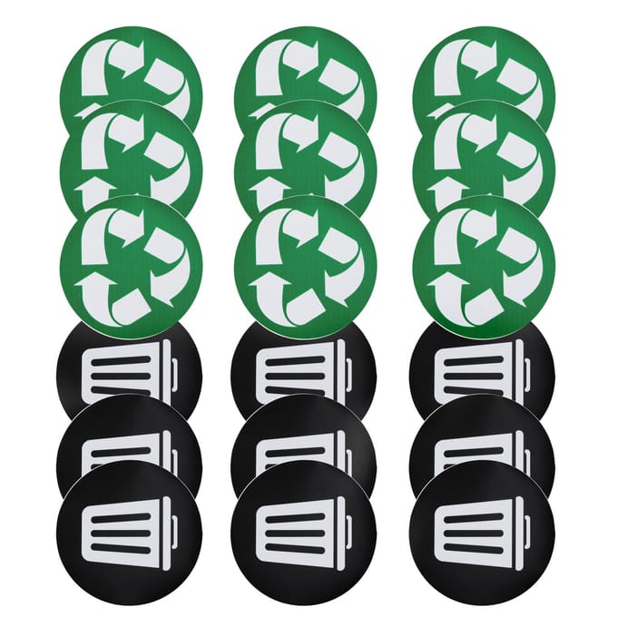 18 Stuks Prullenbak Sticker Bord Decal Zelfklevend Binnen Buiten Waterdicht Classificatie Label black