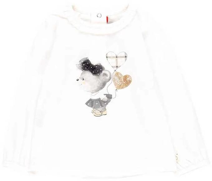 Boboli Stretch Knit T-shirt Met Lange Mouwen Wit 6 Months Meisje