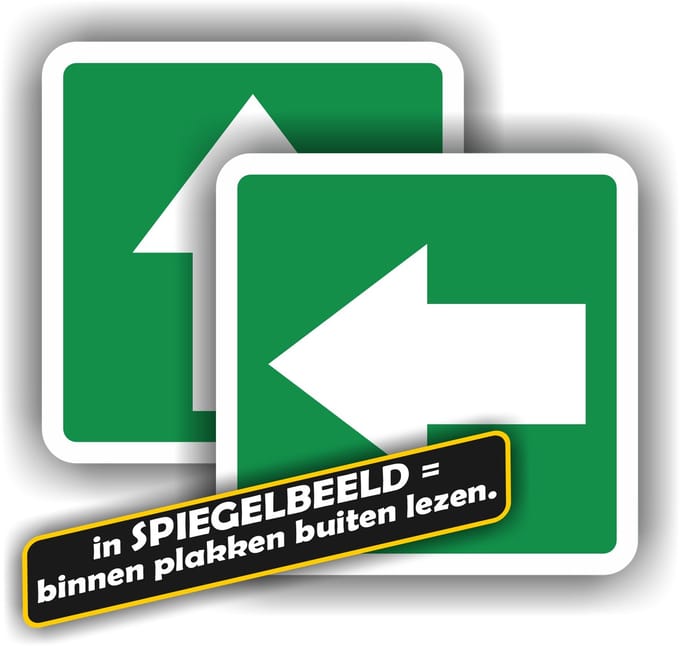 Jerma - Richtingaanwijzer sticker - set van 2 - Raamsticker - Spiegelbeeld - 10x10cm