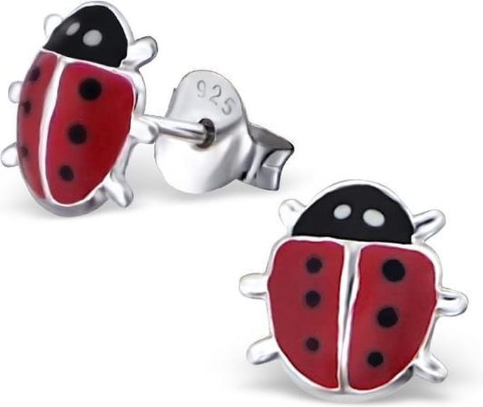 Princess Oorbellen Ladybug - 925 Zilver E-Coating - Diertje - 8x8mm
