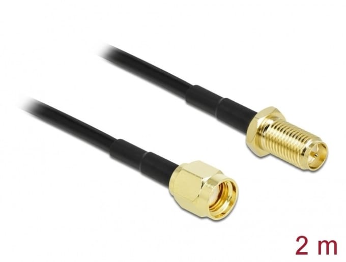 Delock Antenna Cable RP-SMA plug to RP-SMA jack LMR/CFD100 2 m low loss