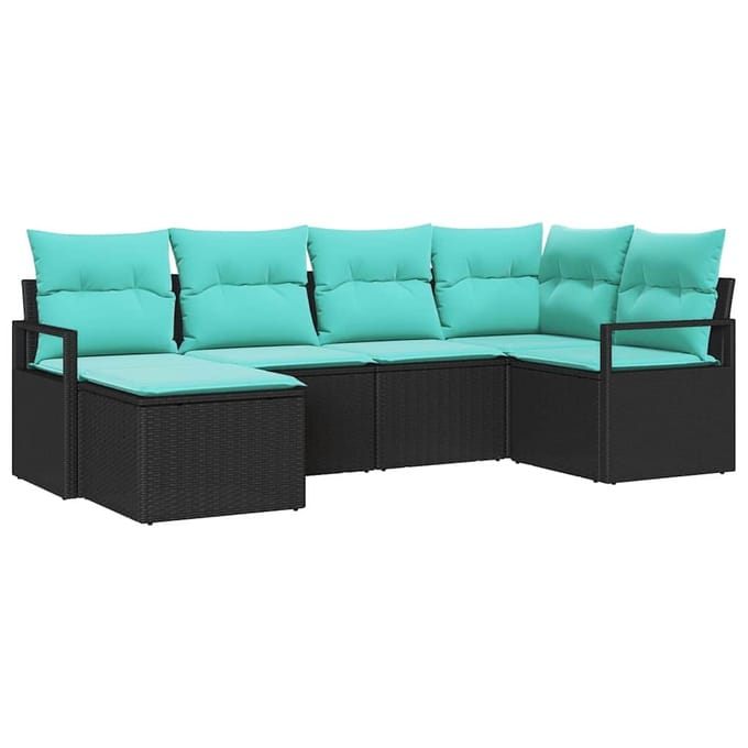 vidaXL Bankstel 6 st Zwart poly rattan
