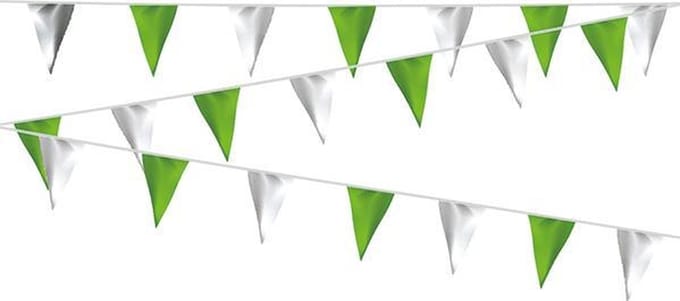 Vlaggenlijn Lichtgroen Wit - 20 meter | Zware kwaliteit stof