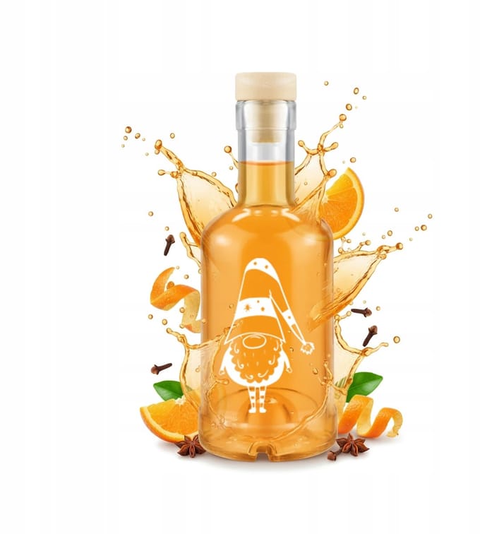 Bimberek Tadek Serie - Glazen Fles - 250 ml - Kerst Ontwerp - Transparant