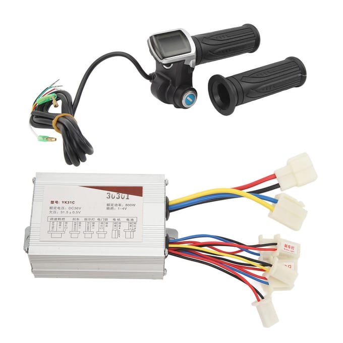 36V 800W Elektrische Fiets Ombouwset Motor Controller Gashandvat met Vierkant Scherm Sleutelslot gray