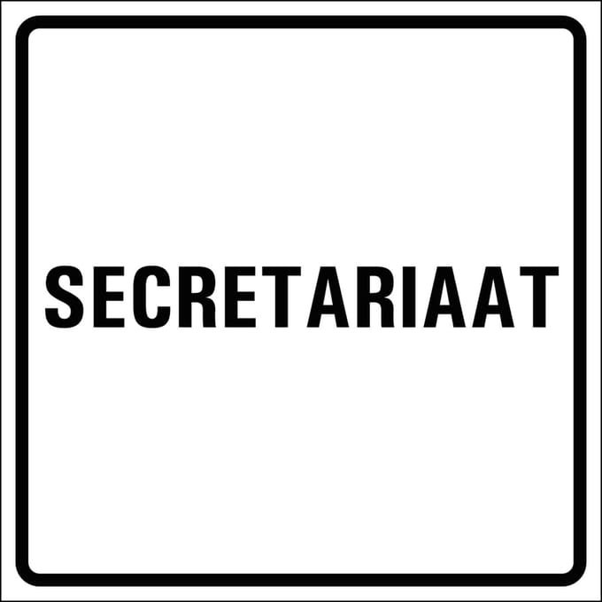 Secretariaat sticker, wit zwart 100 x 100 mm