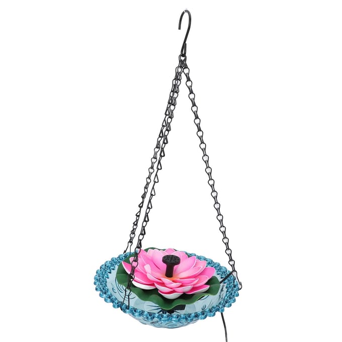 Hangend Vogelbad met Zonnefonteinpomp Multifunctioneel Bekken Zonne-energie Waterfonteinpomp white
