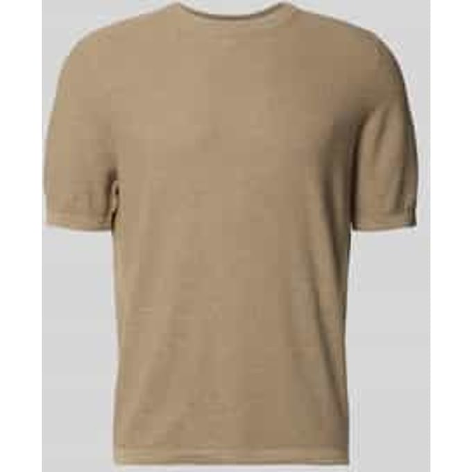 regular fit T-shirt van mix van katoen en linnen