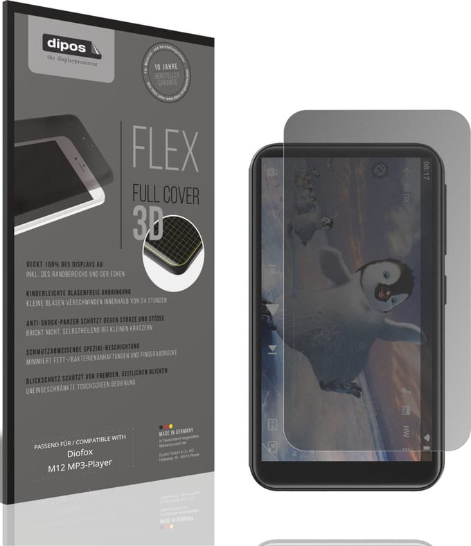 dipos FLEX – Matte Privacy Screenprotector geschikt voor Diofox M12 MP3-Player | Volledige Schermbescherming | Case-Friendly
