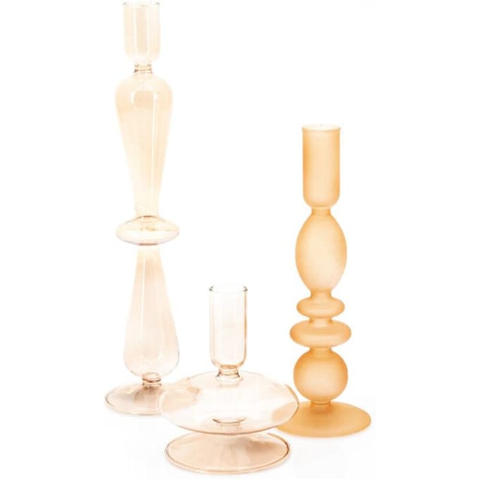 Kandelaar Aurora set van 3 - peach - 7.5×31 cm/7.5×23 cm/8.5×12 cm