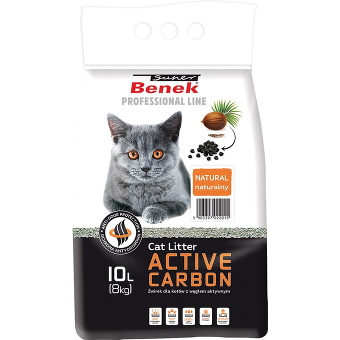 10l(ca. 8 kg) Super Benek Active Carbon Kattenbakvulling