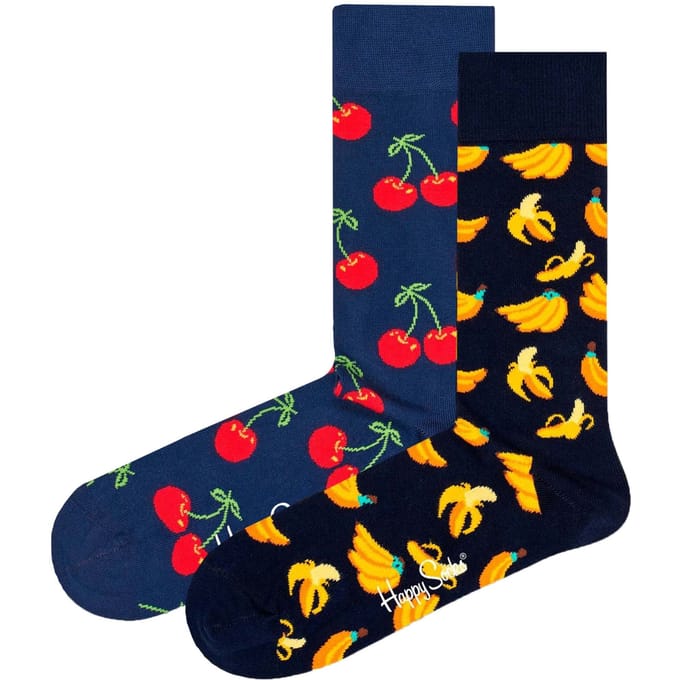 Happy Socks Sokken Met Print Kersen Bananen 2-Pack - Maat 36-40