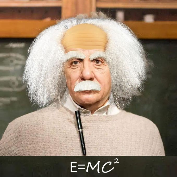 Witte pluizige kale pruik Einstein kostuum rekwisiet pruik One size wit