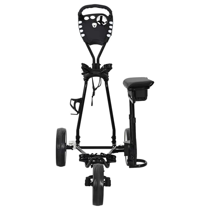 vidaXL Golf trolley met zitplaats Zwart en Wit IJzer Opvouwbaar