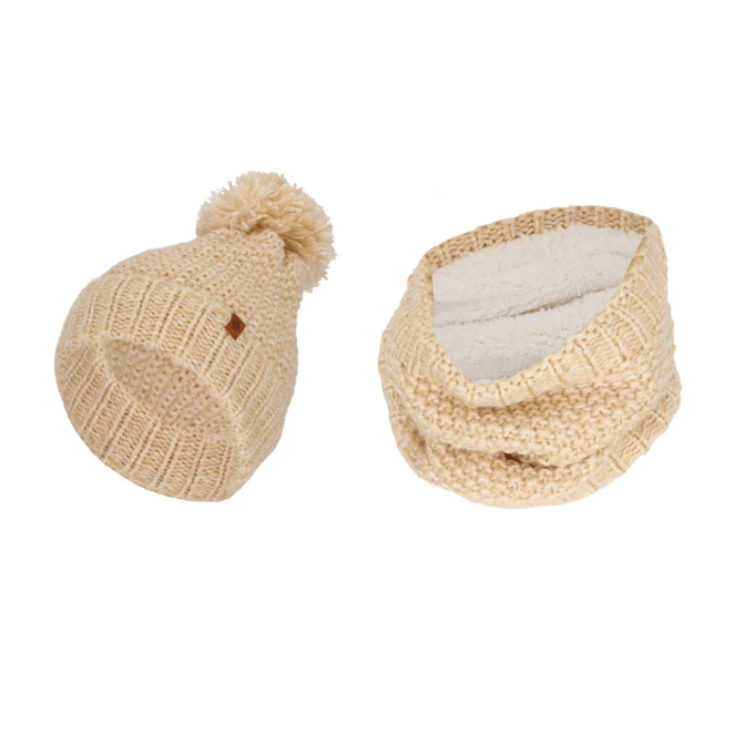 Sarlini - Muts & Colsjaal meisjes - Skiset - Zand - Knitted - One Size
