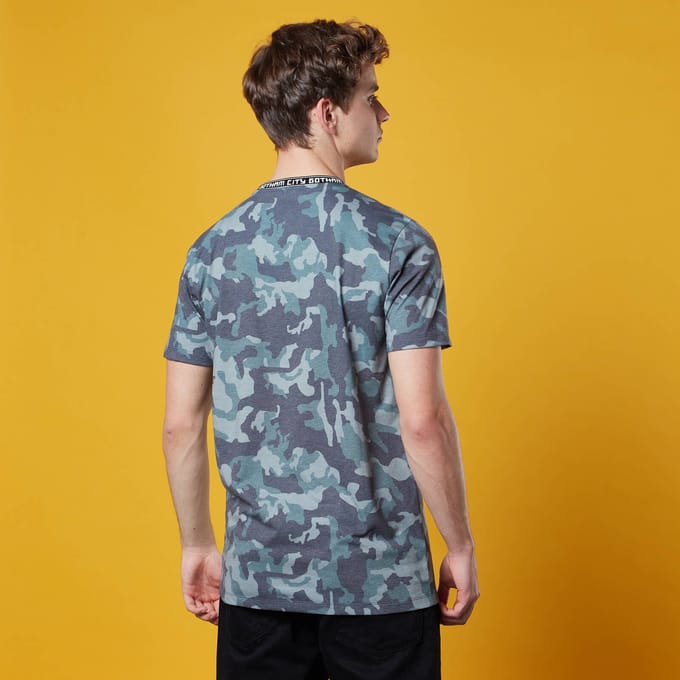 Batman Camo Neck Ribbed T-Shirt - Khaki - M