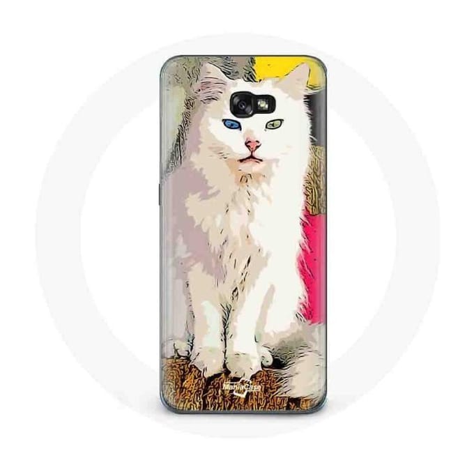 Case voor Samsung Galaxy A5 2017 Turkse Van Cat Wit met blauwe en gele ogen