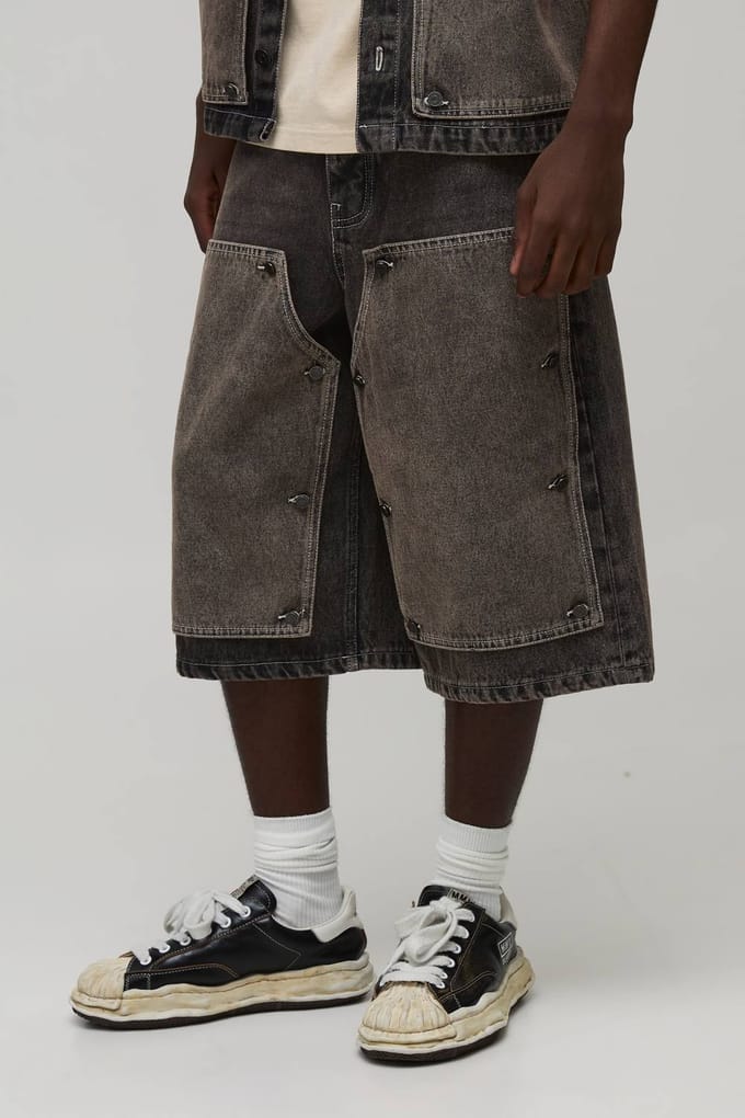 Verwijderbaar Timmerman Paneel Longline Jorts | Stone | Size 46R