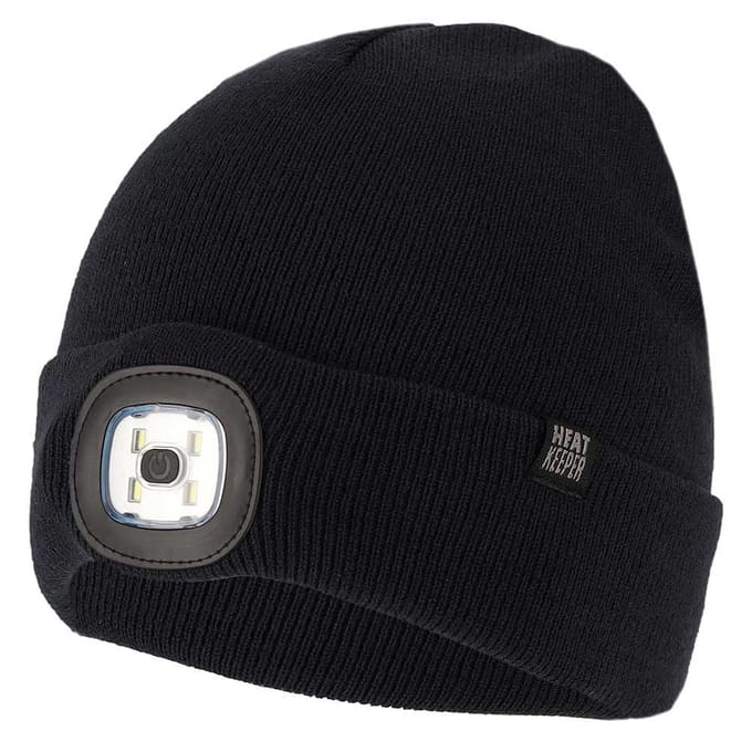 Heatkeeper - Thermomuts + LED lichtje heren - Navy - One Size