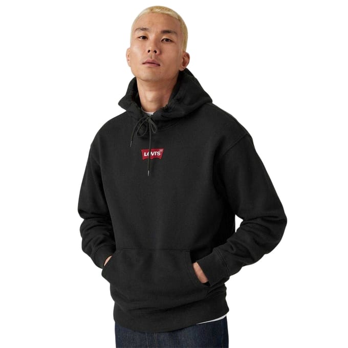 Levis Heren Batwing Logo Cotton Blend Relaxed Fit Hoodie (Zwart)