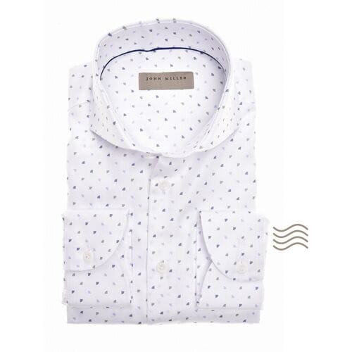 John Miller Overhemd Fantasy Quarter Circle Pattern Cotton Easy Care Wit / male
