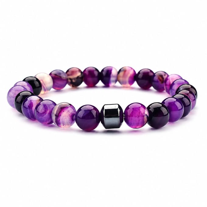 XYZ Goods Armband Dames Amethist Kralen - Natuursteen - 19cm - Elastisch