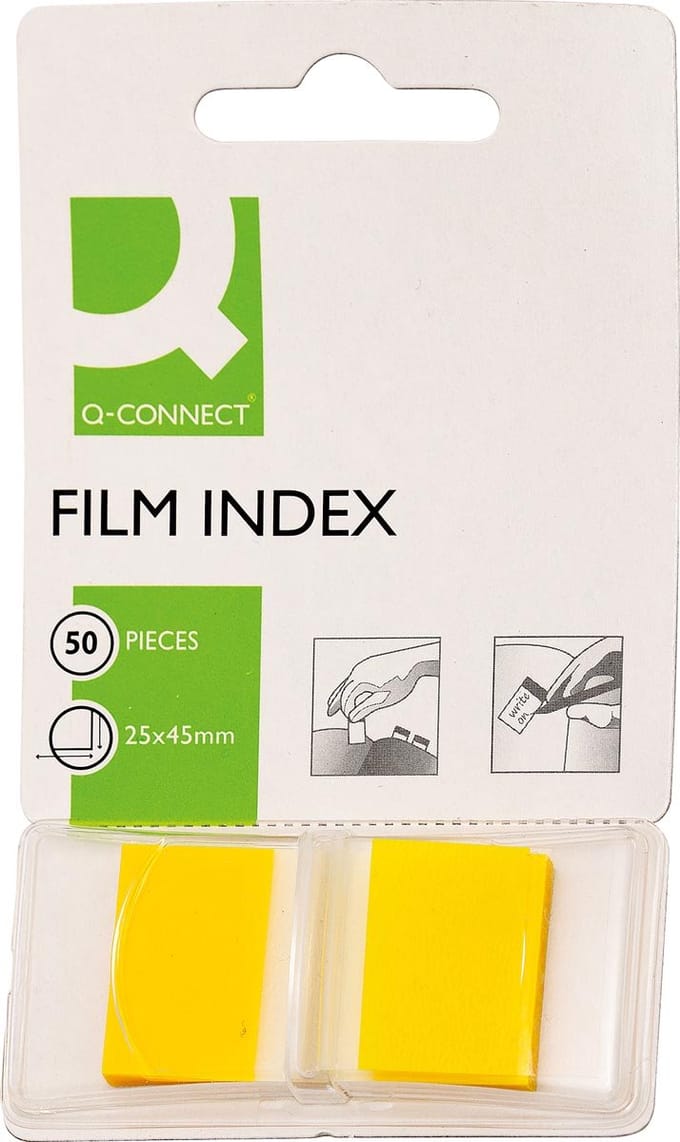 Q-CONNECT index | ft 25 x 45 mm | 50 tabs | geel