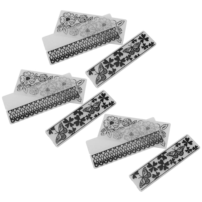 9 Stuks Bloem Plastic Embossing Folder Rechthoek voor DIY Kaartenmaker Handgemaakte Accessoires white
