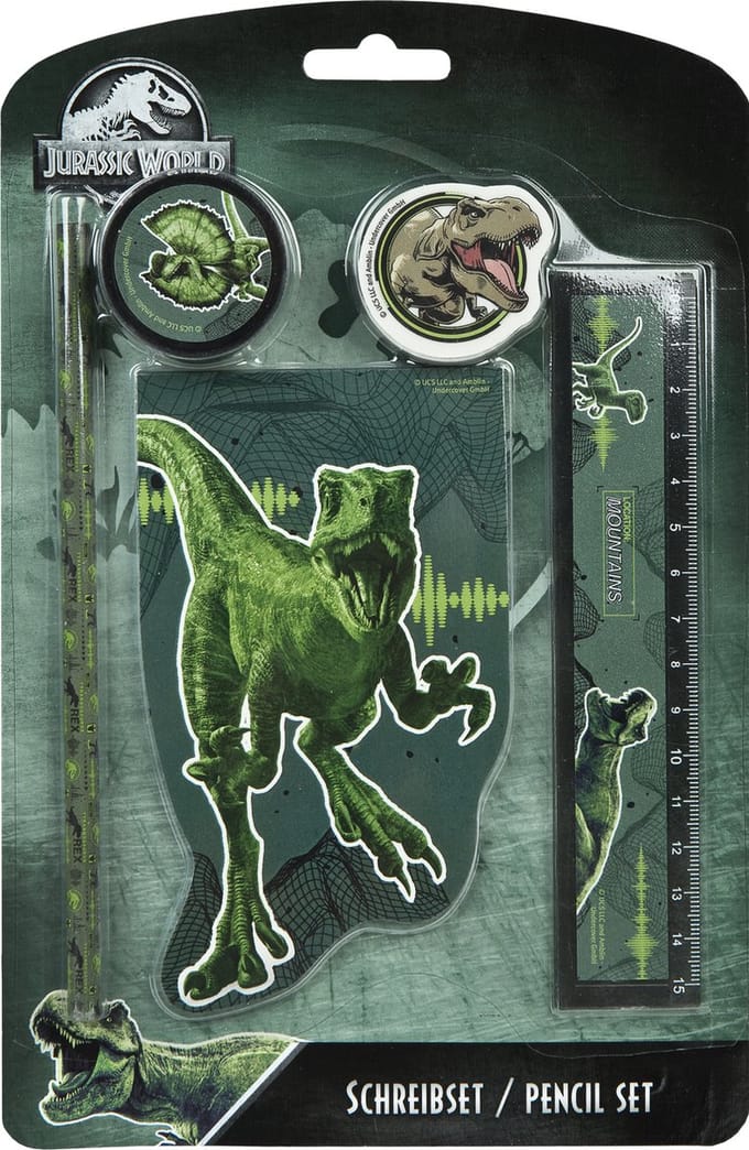 Jurassic World Schrijfset Kind - 5 Delige Schrijfwarenset - Groen