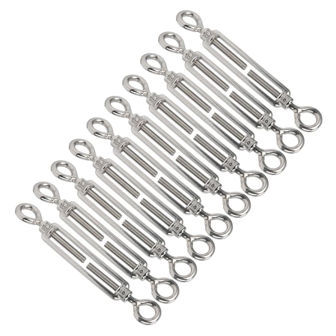 10 stuks Oog en Oog Spanner Draadspanner Zeef RVS Kabelspanner M6 gray
