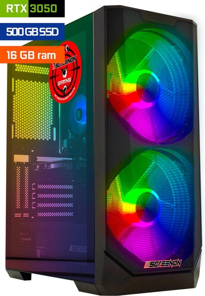 ScreenON - Game PC - Ryzen 5 - 500GB M.2 SSD - 16GB RAM - Geforce RTX 3050 - E723125